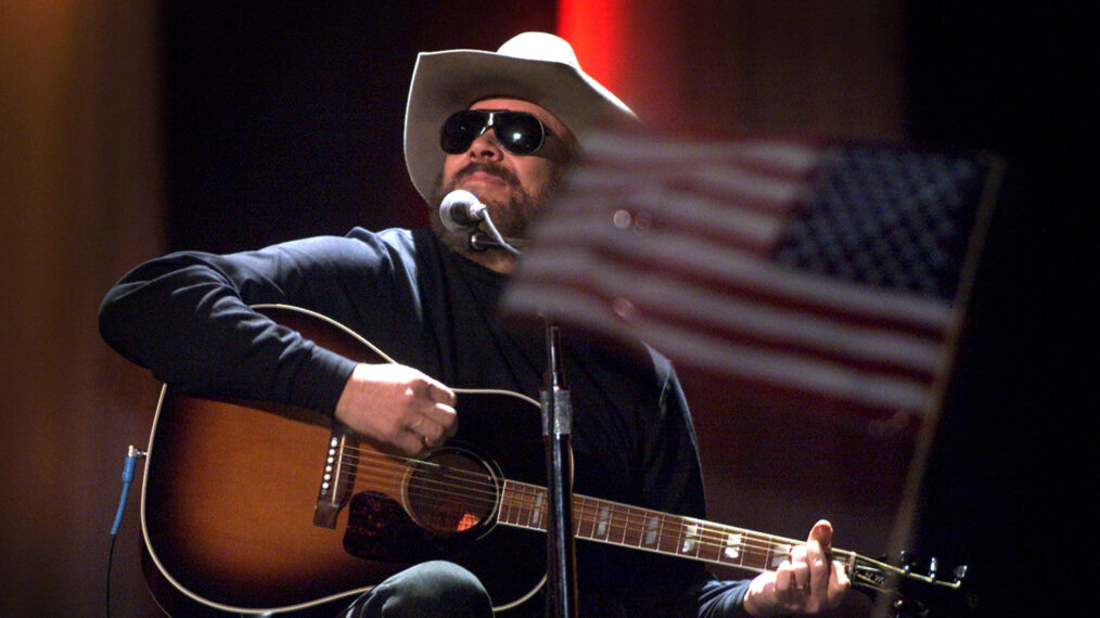 Hank Williams, Jr performs at the Country Freedom Concert October 21, 2001 at Nashville's Gaylord Entertainment Center. The concert will benefit the Salvation Army's Disaster Relief Fund and the victims, families and rescue workers affected by the events of September 11th.
