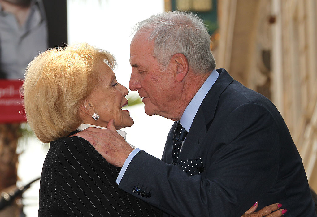 Recording artist Jane Morgan (L) and her husband Jerry Weintraub speak during the installation ceremony for her star on the Hollywood Walk of Fame on May 6, 2011 in Hollywood, California