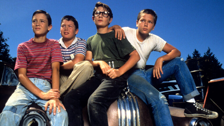 STAND BY ME, Wil Wheaton, Jerry O'Connell, Corey Feldman, River Phoenix, 1986.