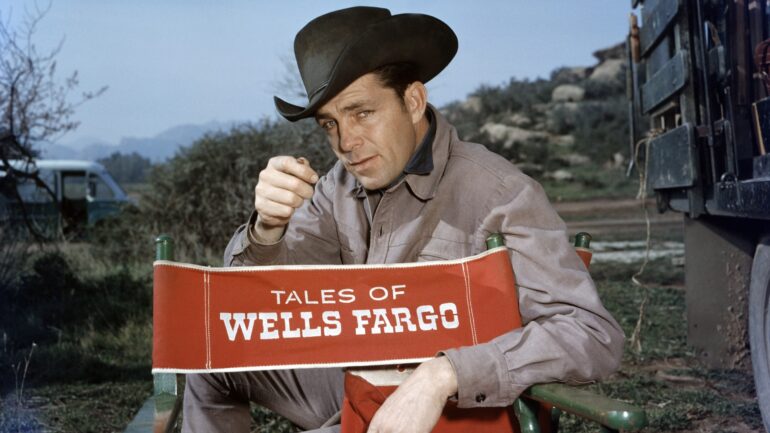 TALES OF WELLS FARGO, Dale Robertson, on-set, 1957-62