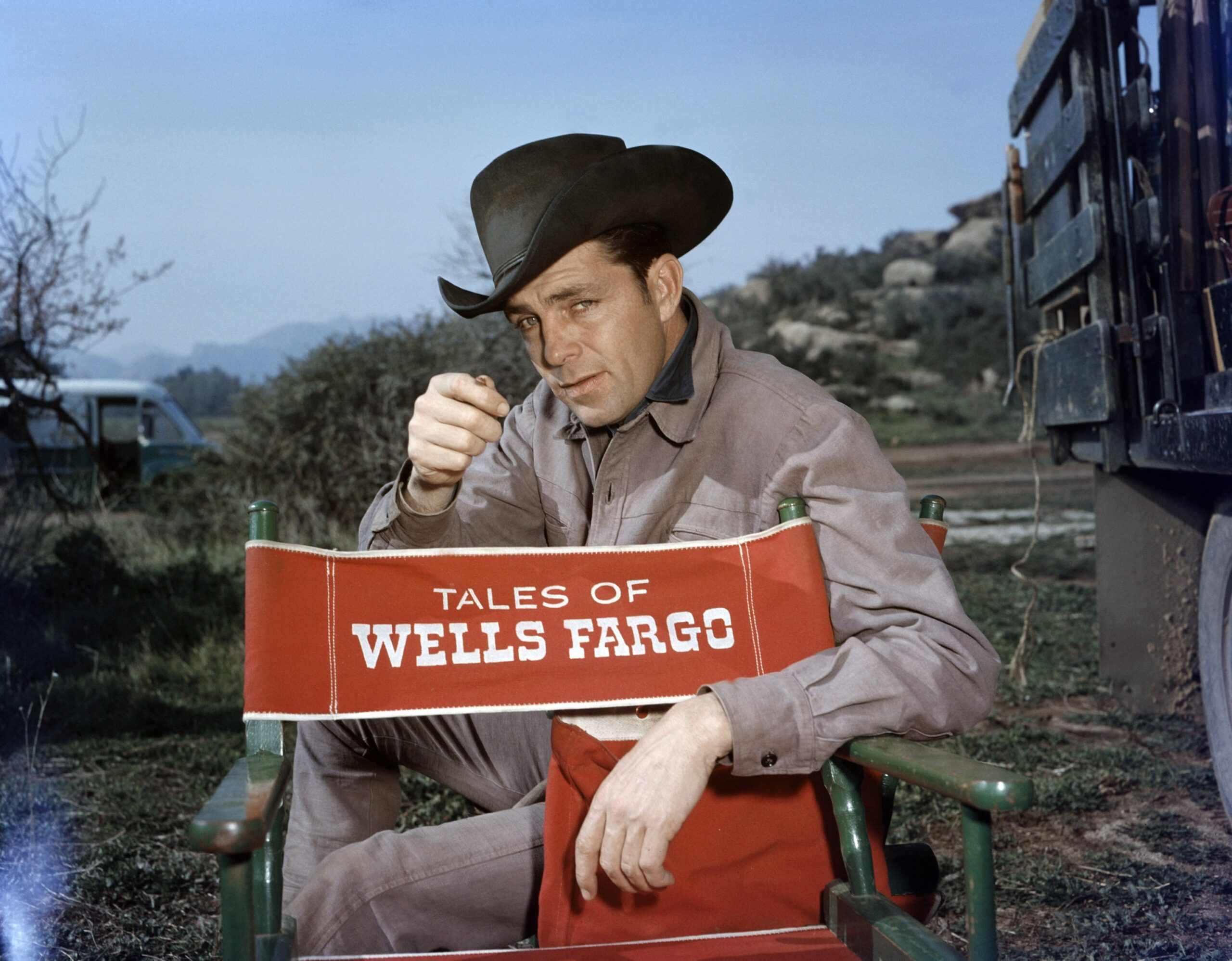 TALES OF WELLS FARGO, Dale Robertson, on-set, 1957-62