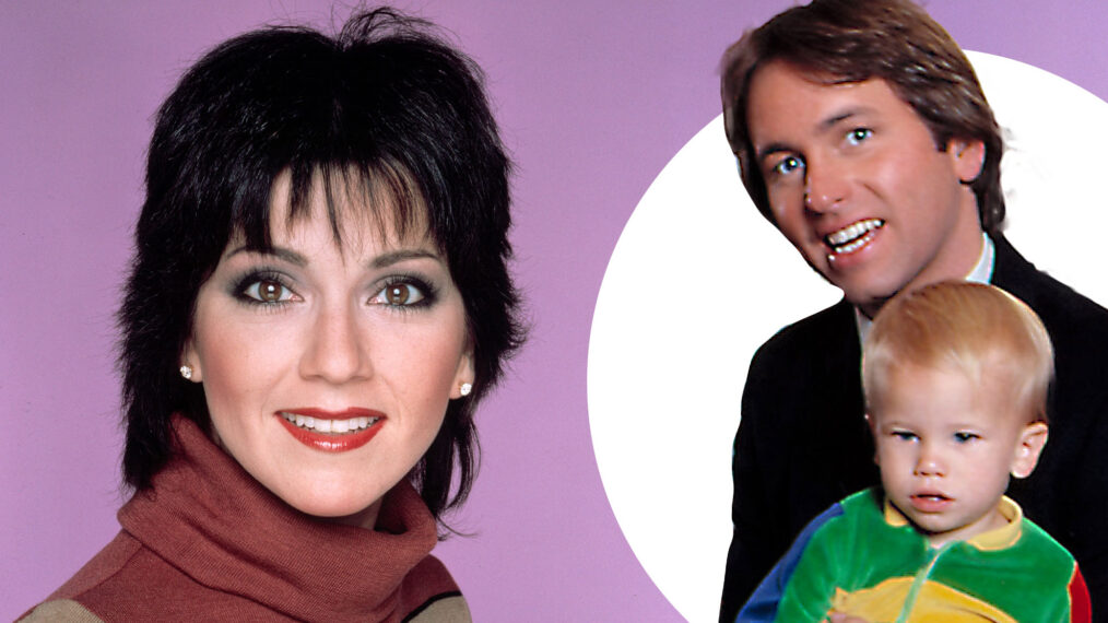 Joyce Dewitt of Thress company with JOhn and Jason Ritter inset