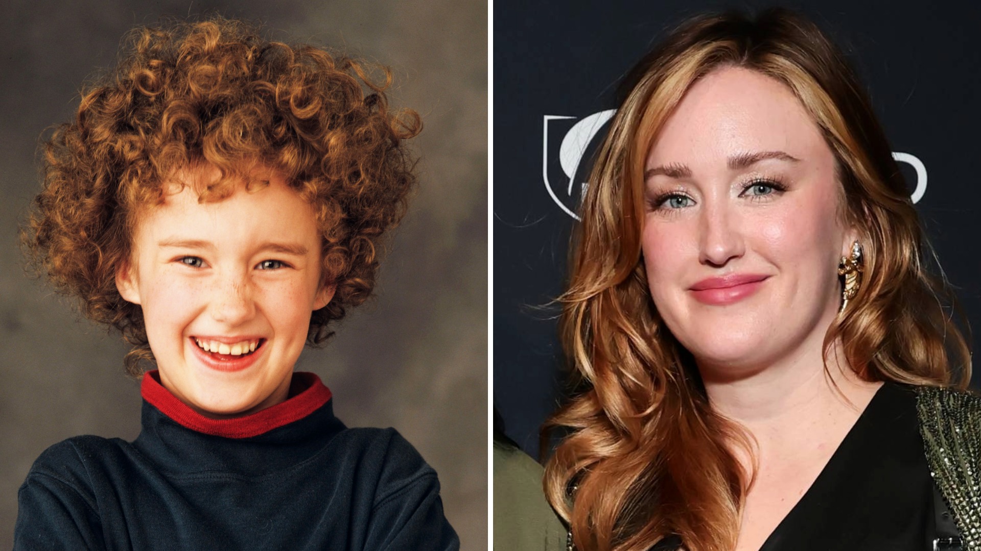 Split image of Ashley Johnson in Growing Pains and in 2025