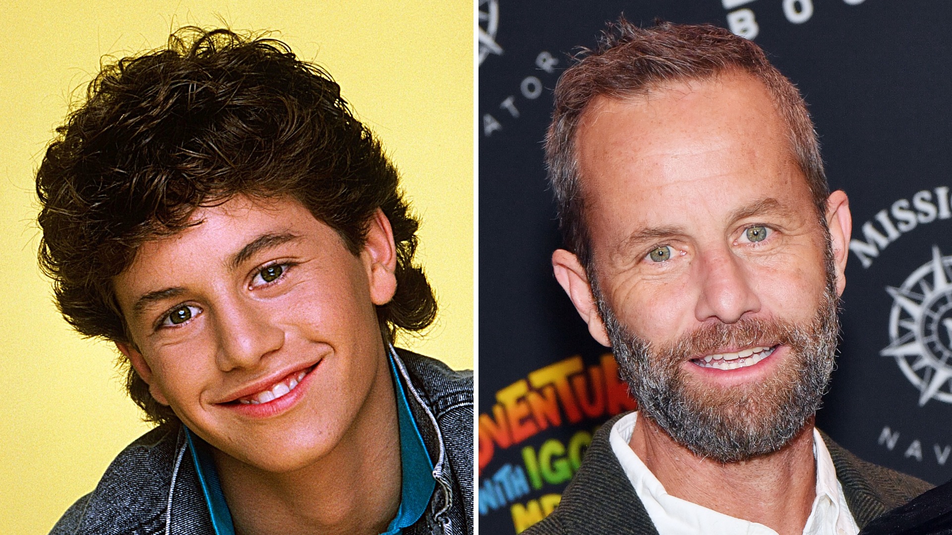 Split image of Kirk Cameron in Growing Pains and in 2024