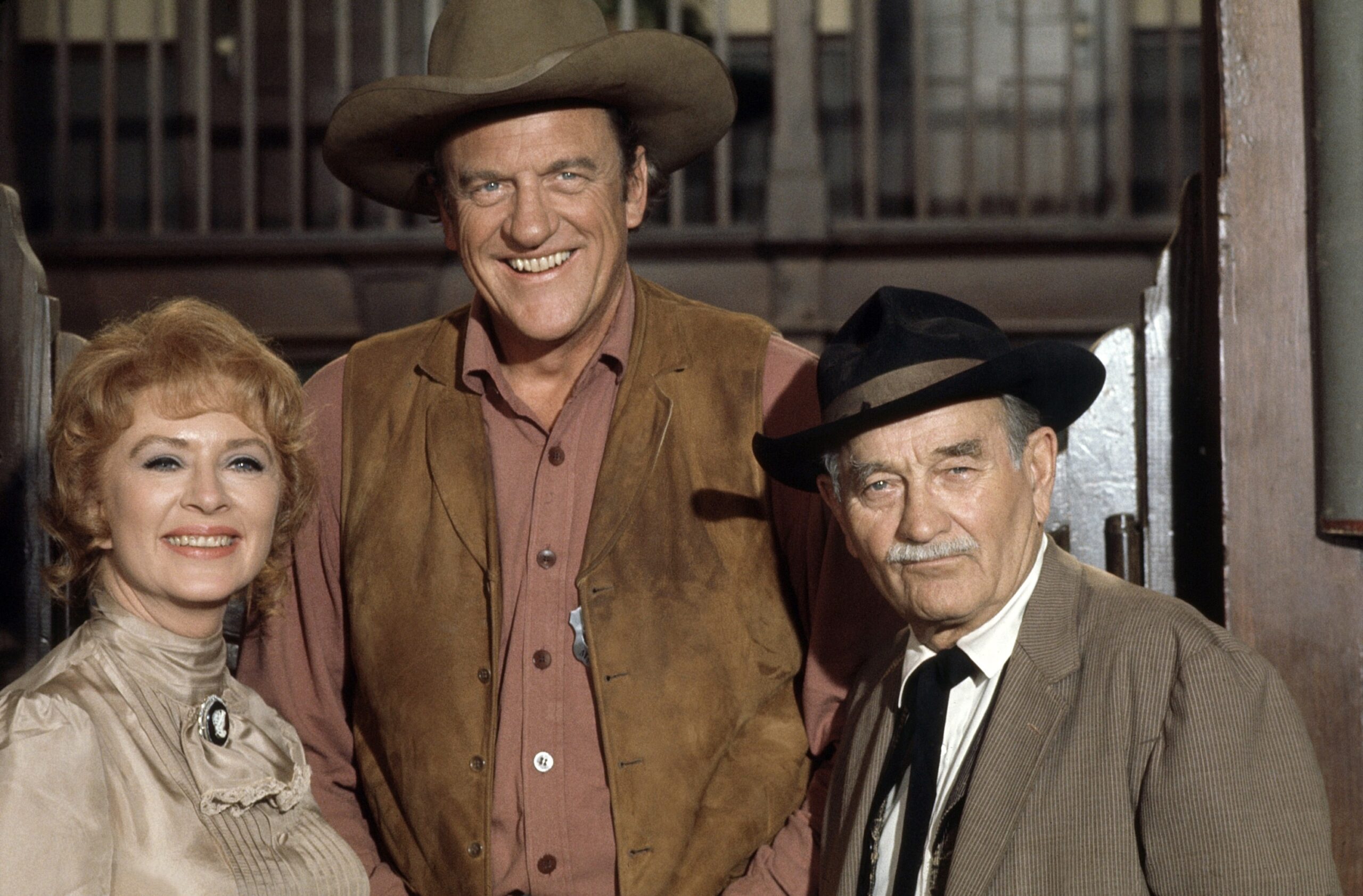 GUNSMOKE, from left: Amanda Blake, James Arness, Milburn Stone, (September 29, 1973), 1955-1975