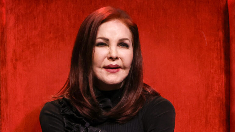 LAS VEGAS, NEVADA - NOVEMBER 15: Priscilla Presley speaks during