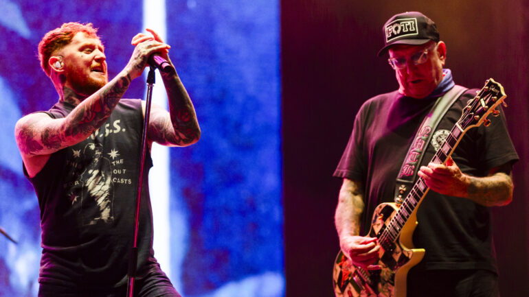 Frank Carter and Steve Jones perform with Sex Pistols on the Main Stage during Day Four of the Exit Festival 2025 on July 13, 2025 in Novi Sad, Serbia.