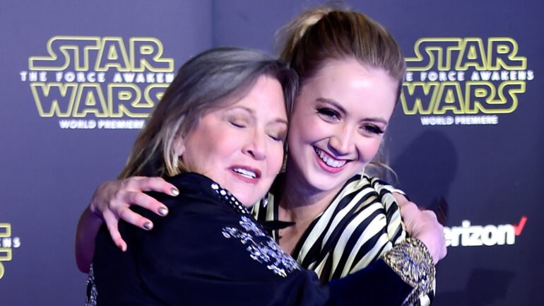 Carrie Fisher and Billie Lourd attends the premiere of Walt Disney Pictures and Lucasfilm's