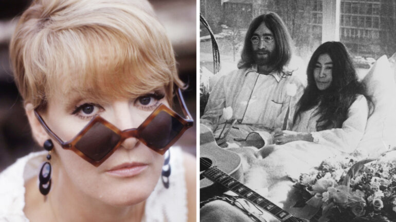 Petula Clark, 1966. ph: Gene Trindl / TV Guide / courtesy Everett Collection; A week after their marriage, musicians John Lennon and Yoko Ono lay in their bed in the Presidential Suite of the Hilton Hotel, Amsterdam, 25th March 1969. (Photo by Keystone/Hulton Archive/Getty Images