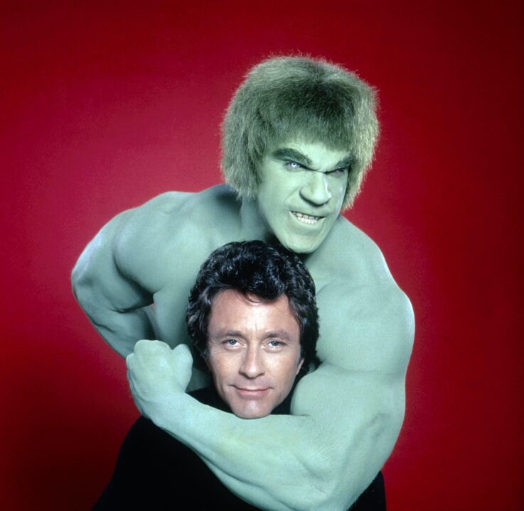 THE INCREDIBLE HULK, from front: Bill Bixby, Lou Ferrigno, 1978-82