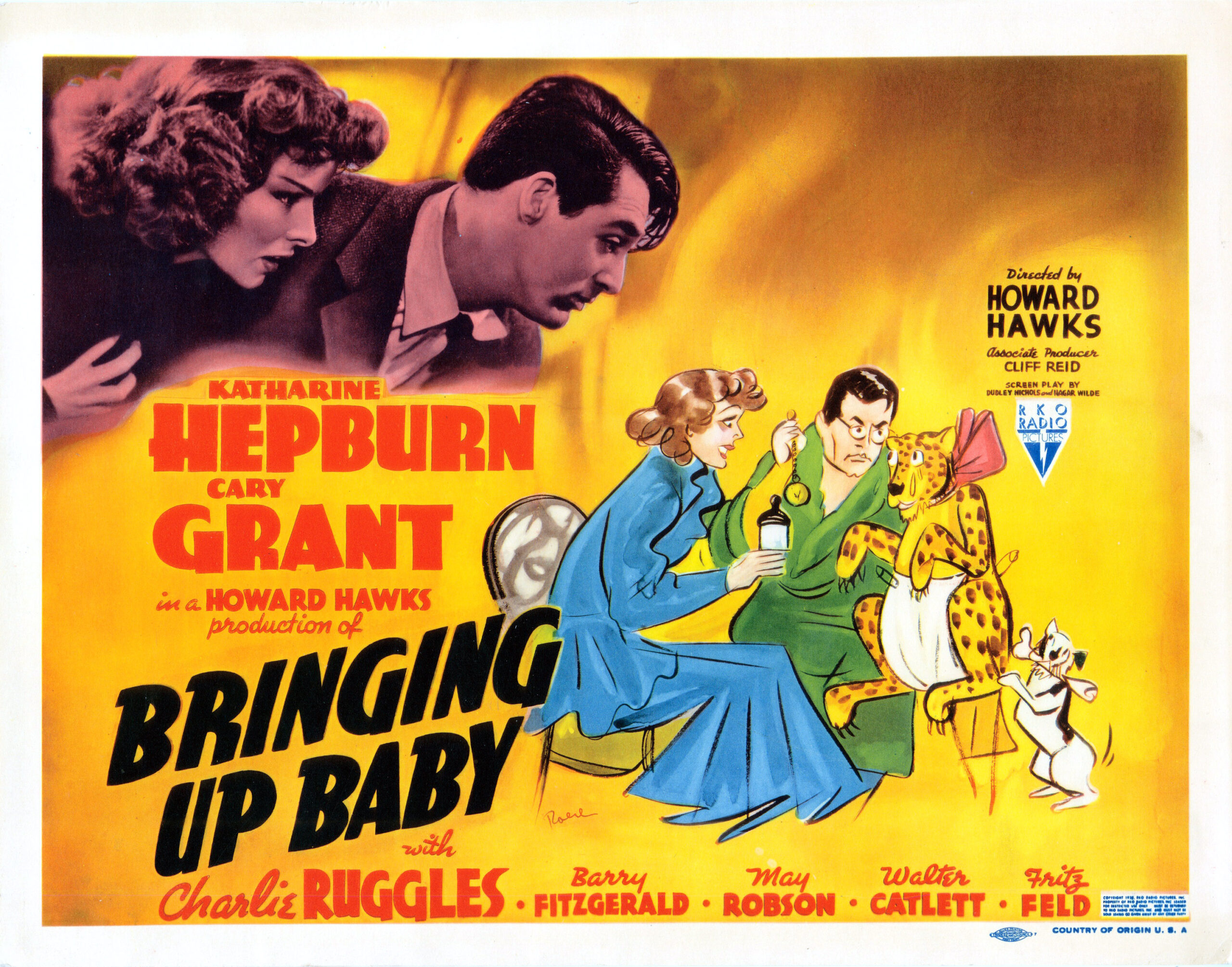 BRINGING UP BABY, US poster, Katharine Hepburn, Cary Grant, 1938