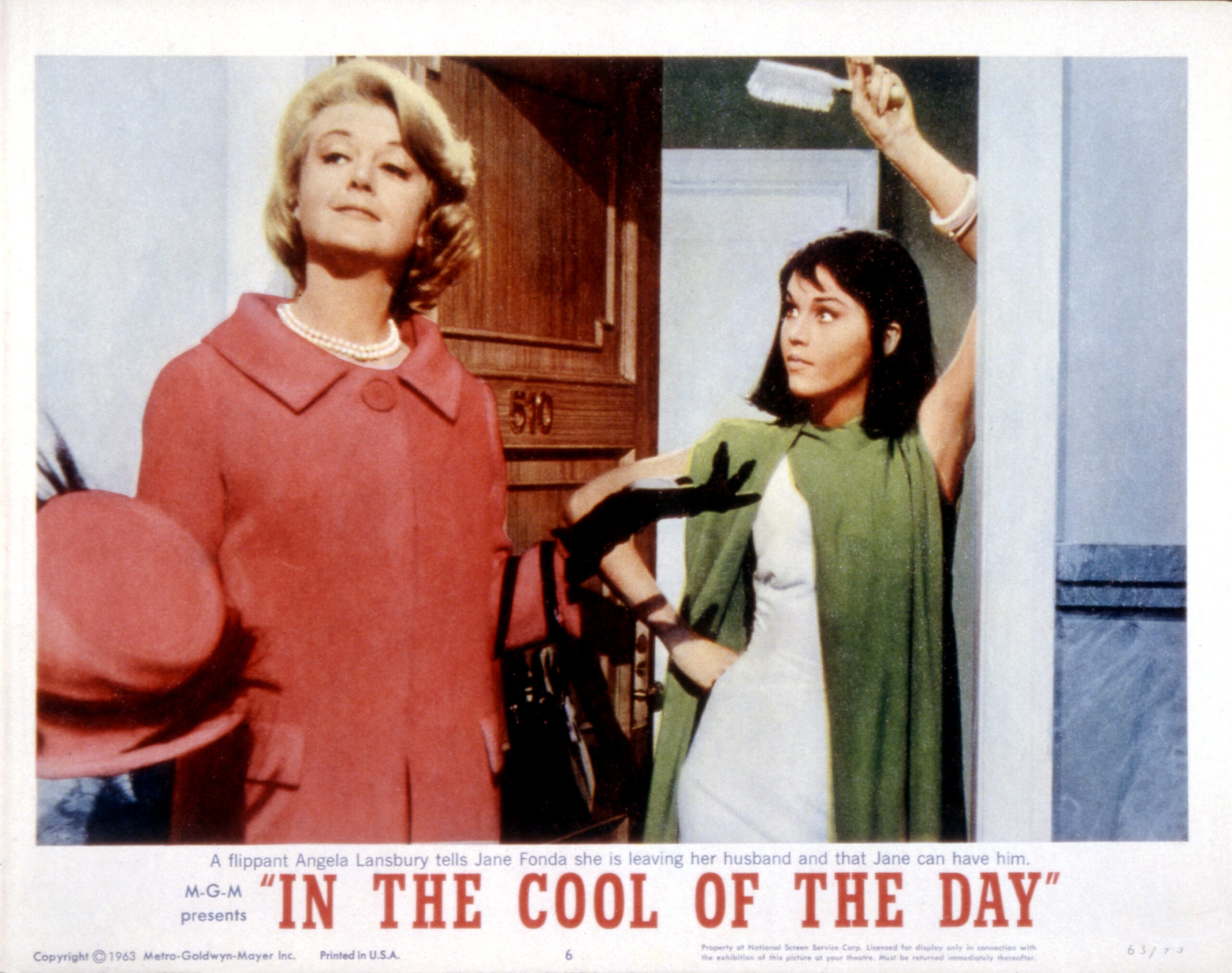 IN THE COOL OF THE DAY, Angela Lansbury, Jane Fonda, lobby card, poster art, 1963.