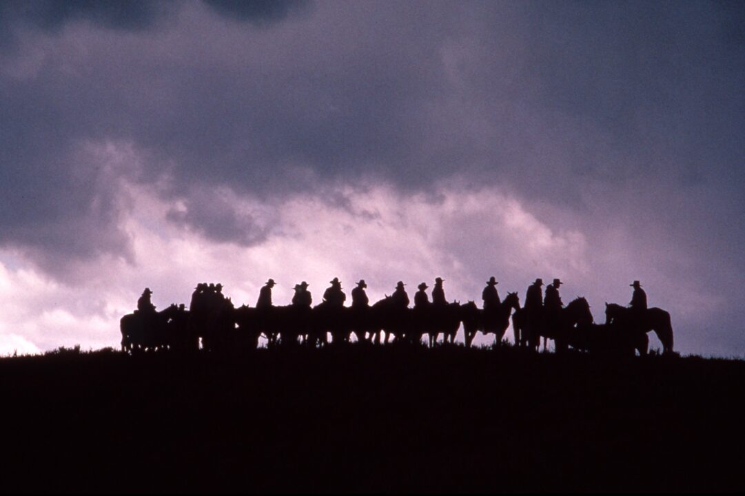 LONESOME DOVE, Horsemen in silhouette, 1989