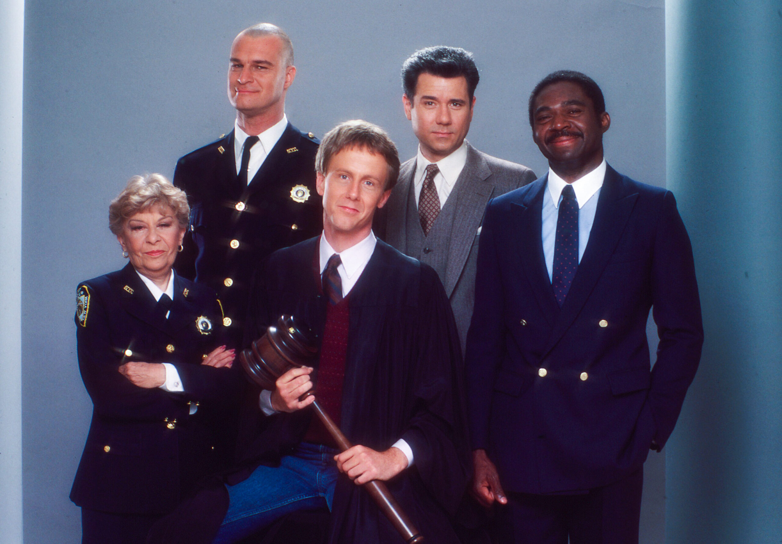 NIGHT COURT, Selma Diamond, Richard Moll, Harry Anderson, John Larroquette, Charles Robinson, 1984-92.