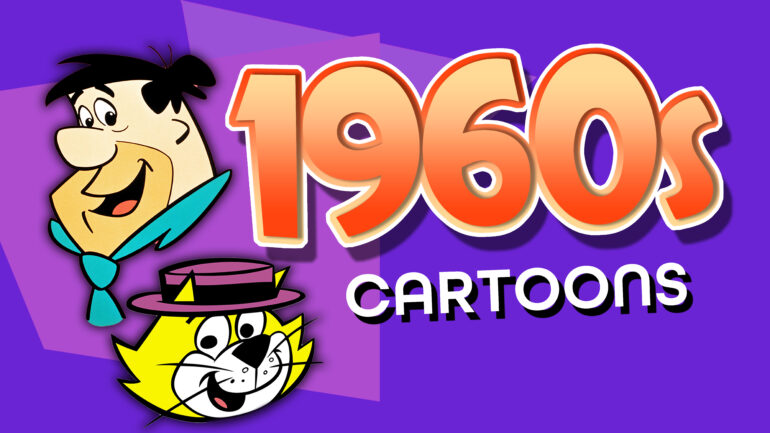 1960s cartoon trivia quiz image showing Hanna-Barbera characters Fred Flintstone and Top Cat