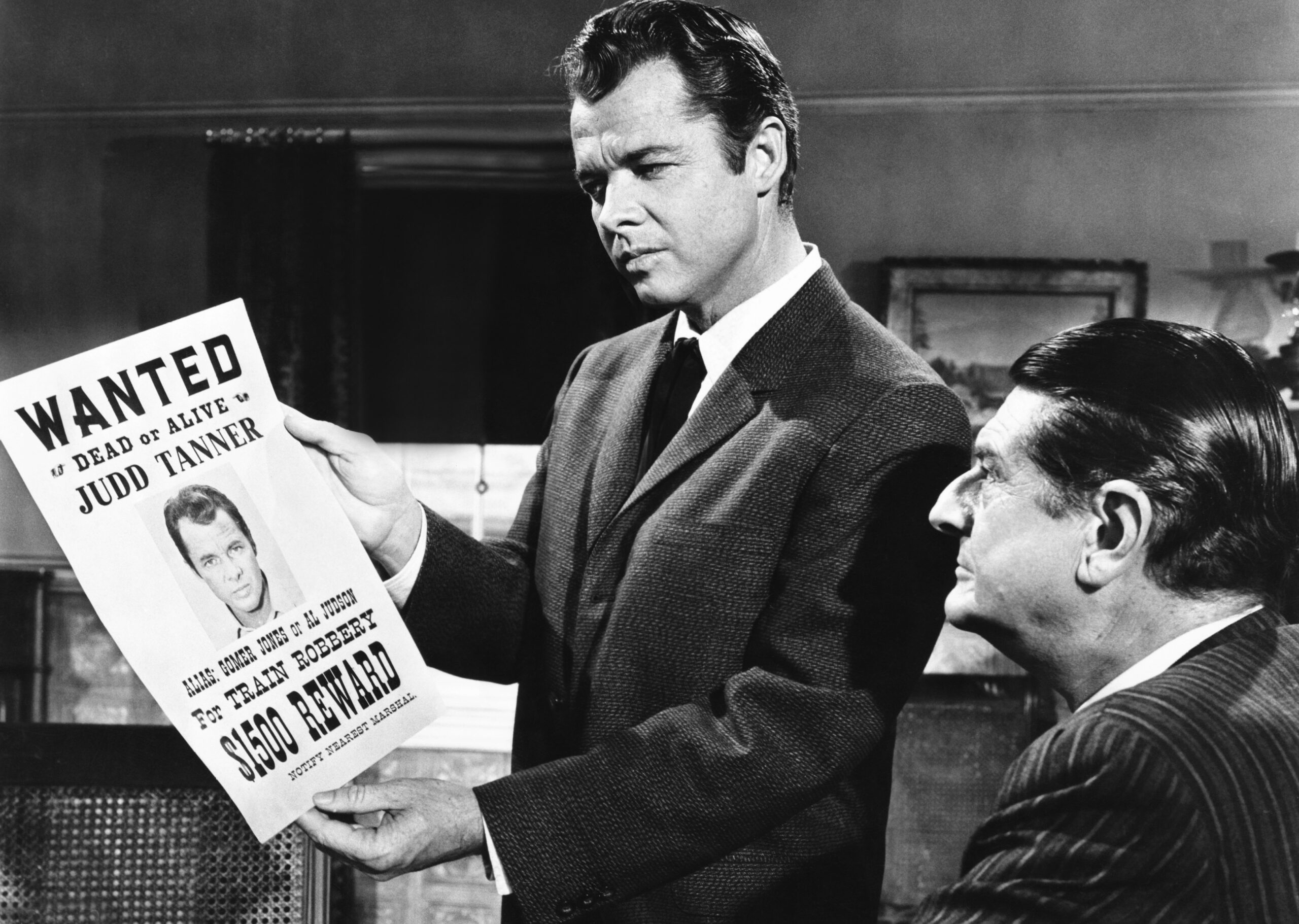 GUNFIGHT AT COMANCHE CREEK, from left: Audie Murphy (and in poster), Thomas Browne Henry, 1963 movie still