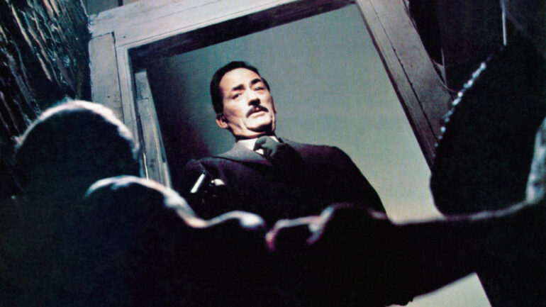 THE BOYS FROM BRAZIL, Laurence Olivier (back to camera), Gregory Peck, 1978,