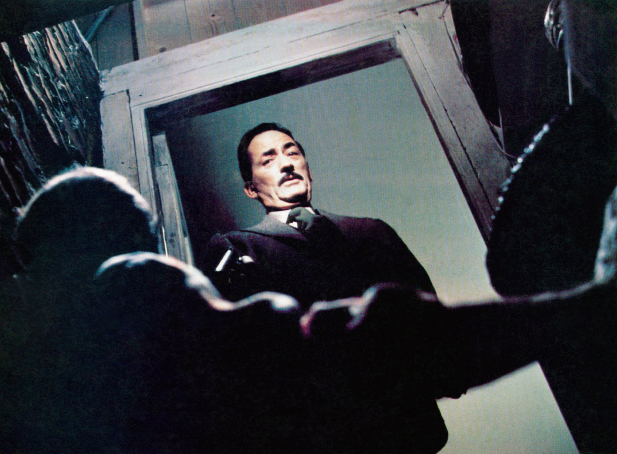 THE BOYS FROM BRAZIL, Laurence Olivier (back to camera), Gregory Peck, 1978,