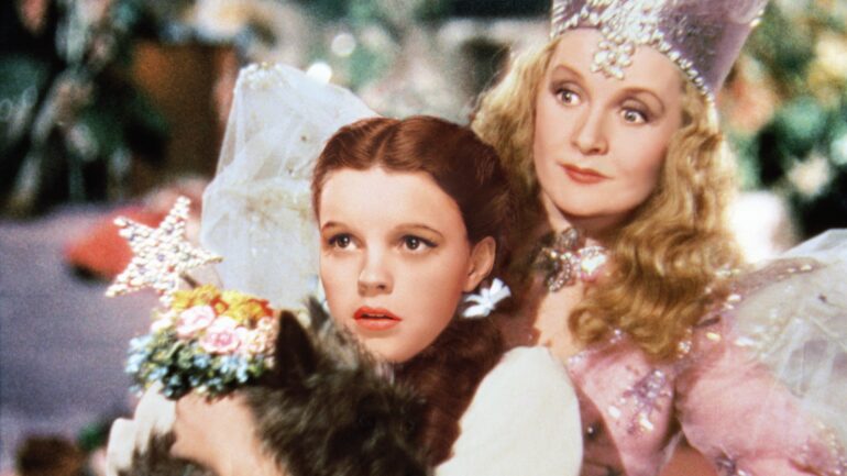 Judy Garland as Dorothy, Billie Burke as 'Glinda in 'The Wizard of Oz'