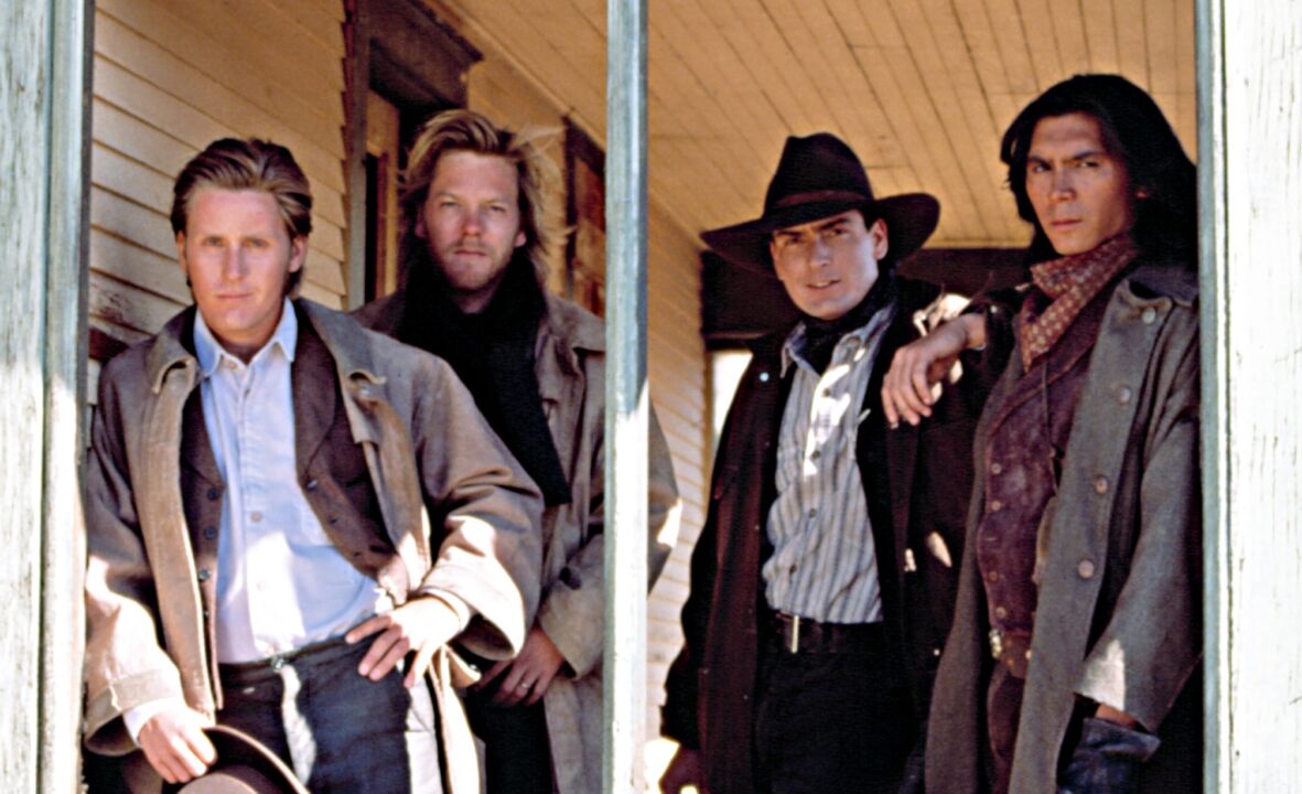 YOUNG GUNS, Emilio Estevez, Kiefer Sutherland, Charlie Sheen, Lou Diamond Phillips, 1988.