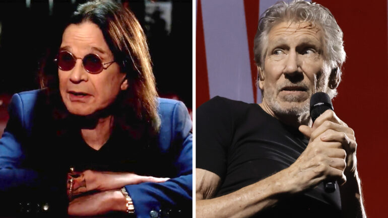 THE RAINBOW, Ozzy Osbourne, 2019. © Gravitas Ventures / Courtesy Everett Collection; LOS ANGELES, CALIFORNIA - SEPTEMBER 27: Roger Waters performs onstage at Crypto.com Arena on September 27, 2022 in Los Angeles, California. (Photo by Kevin Winter/Getty Images)