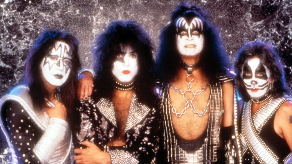 KISS band members Ace Frehley, Paul Stanley, Gene Simmons, Peter Criss