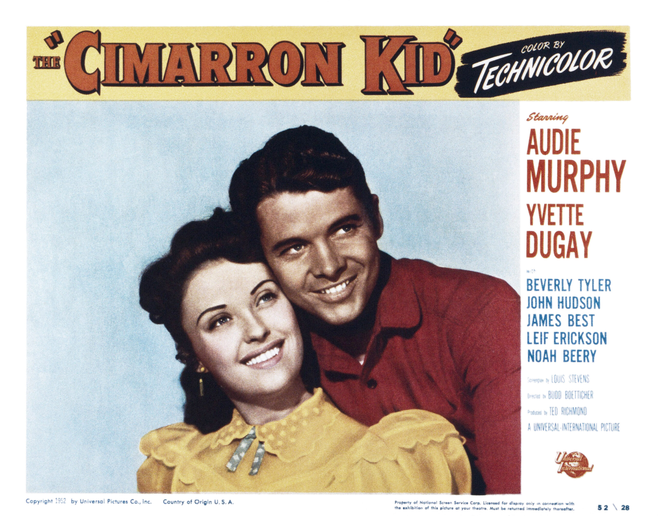 THE CIMARRON KID, from left, Beverly Tyler, Audie Murphy, 1952