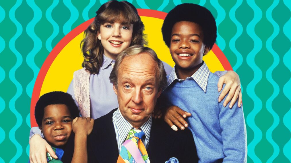 Cast members of the classic sitcom Diff’rent Strokes smiling in a promotional photo.