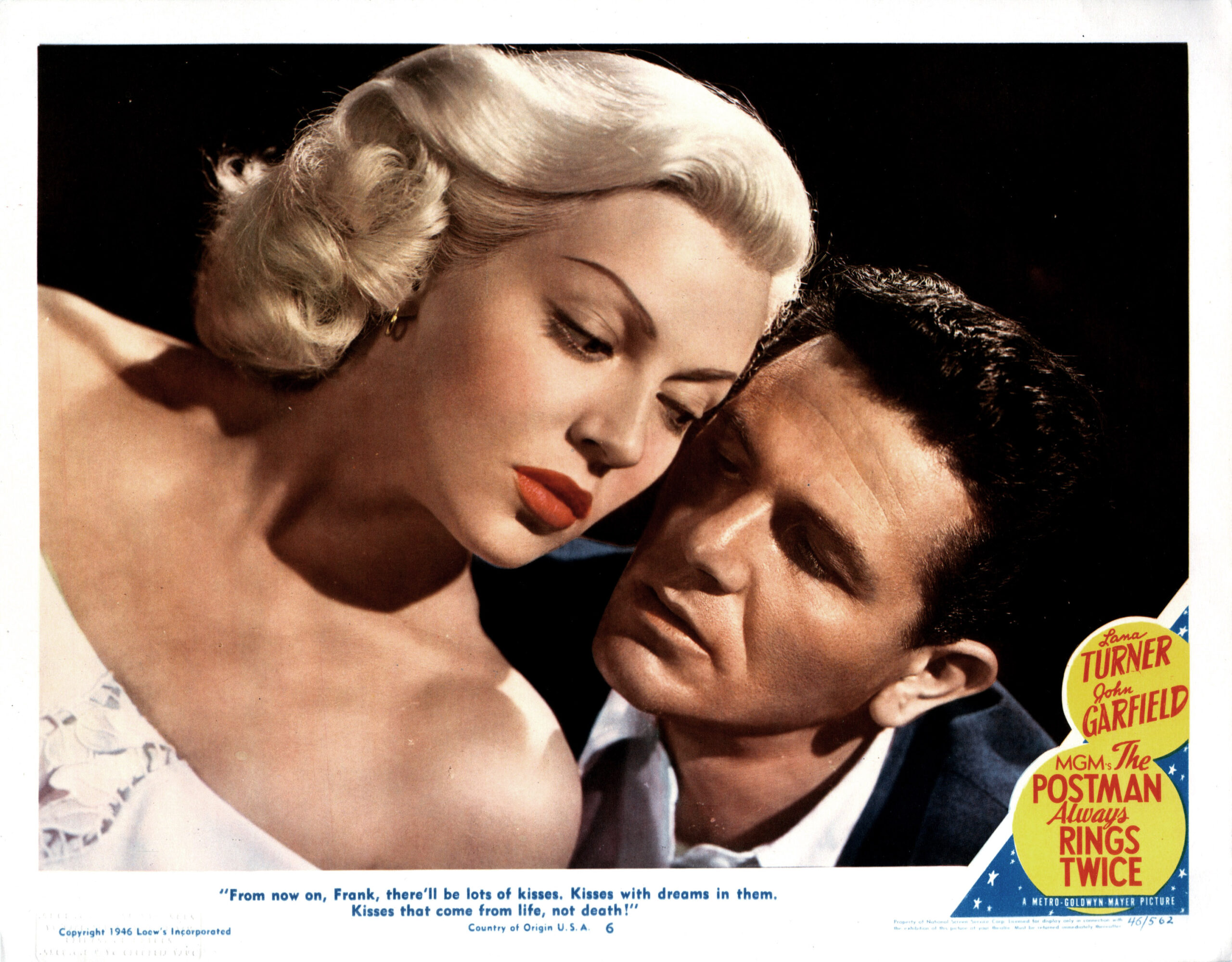 THE POSTMAN ALWAYS RINGS TWICE, Lana Turner, John Garfield, 1946.