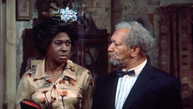 SANFORD AND SON, from left: LaWanda Page, Redd Foxx, 'The Engagement Man Always Rings Twice', (Season 5 | Episode 20, aired 20 February 1976), 1972-77.