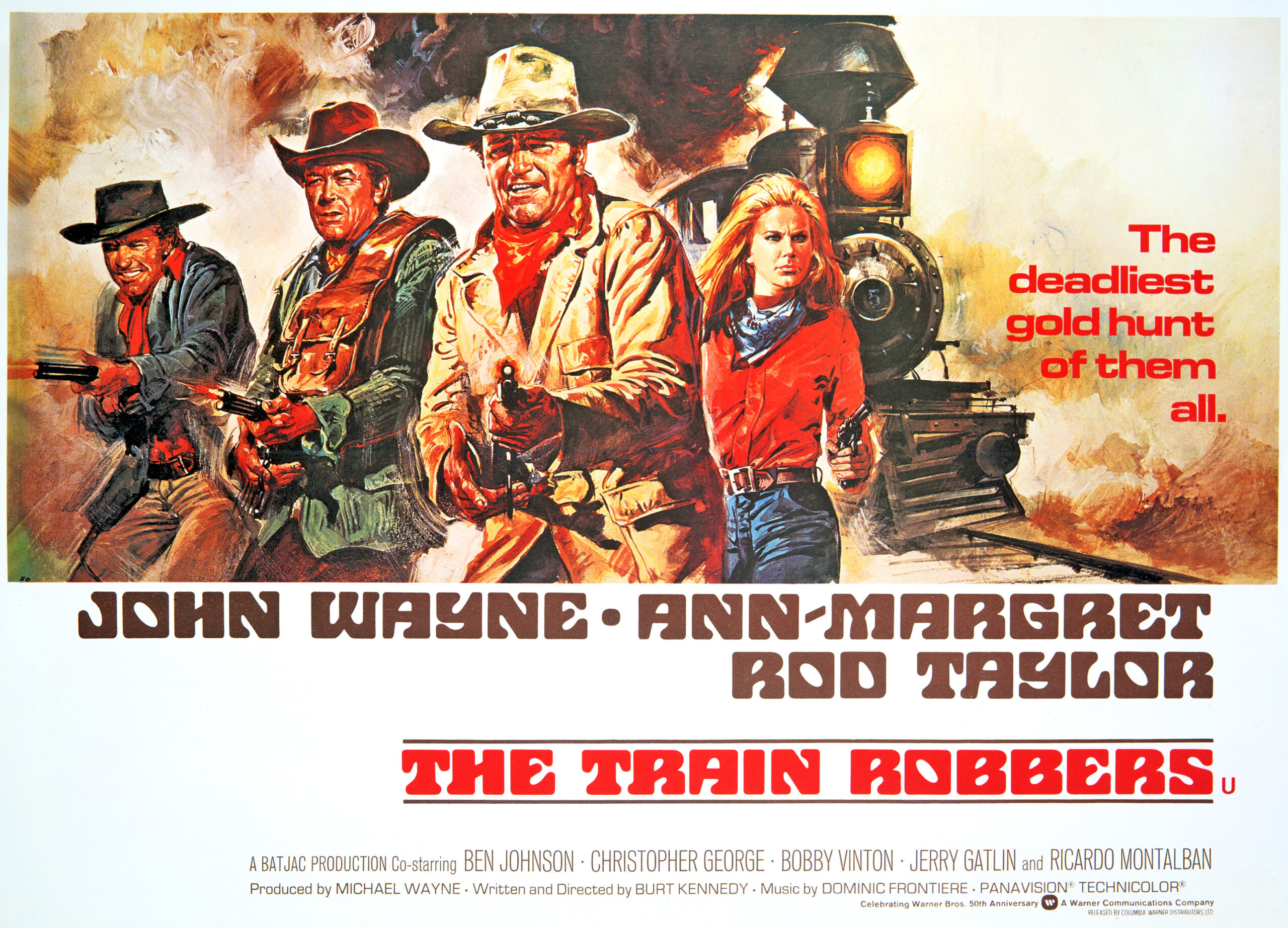 THE TRAIN ROBBERS, Rod Taylor, Ben Johnson, John Wayne, Ann-Margret, 1973