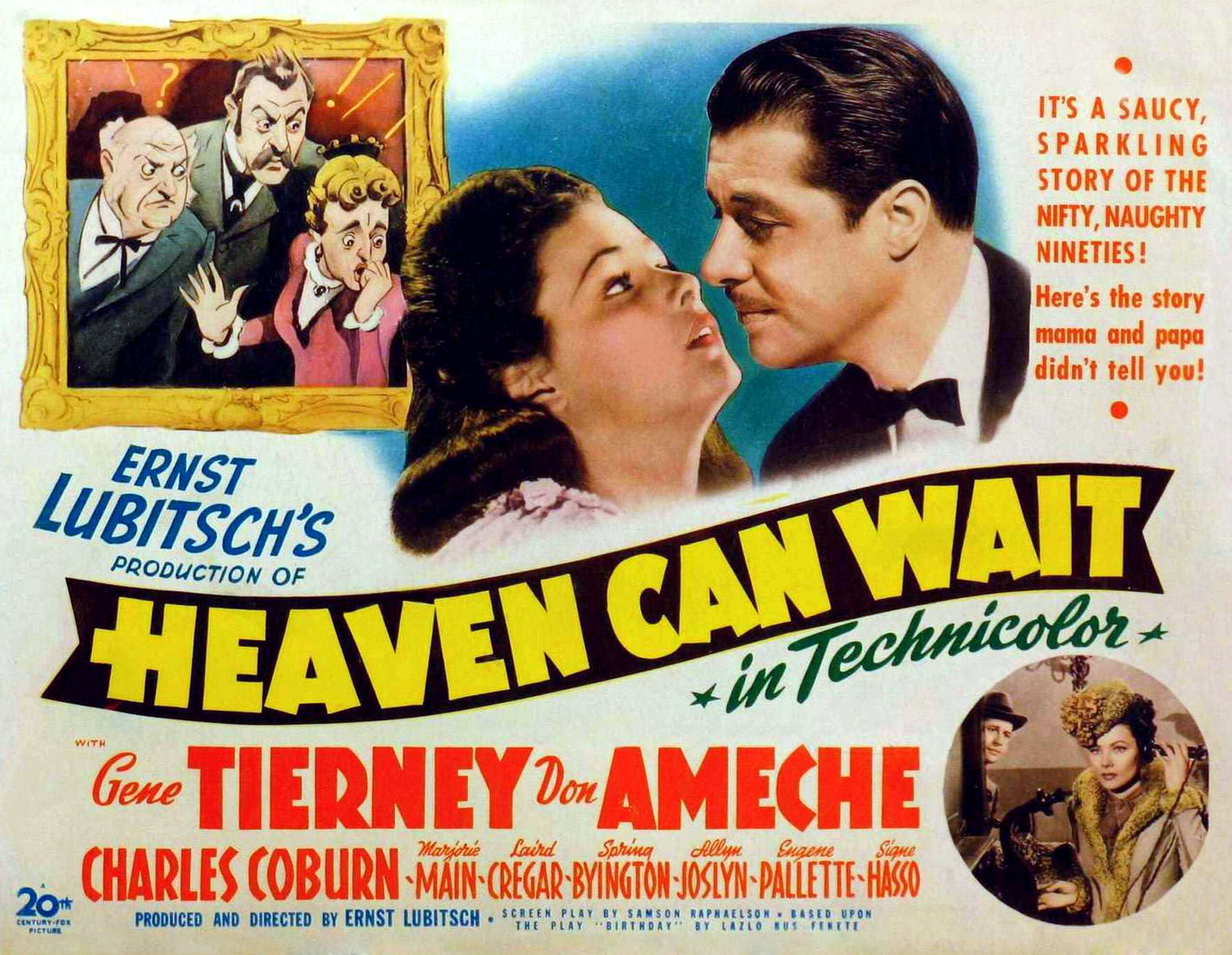 HEAVEN CAN WAIT, Gene Tierney, Don Ameche, 1943.