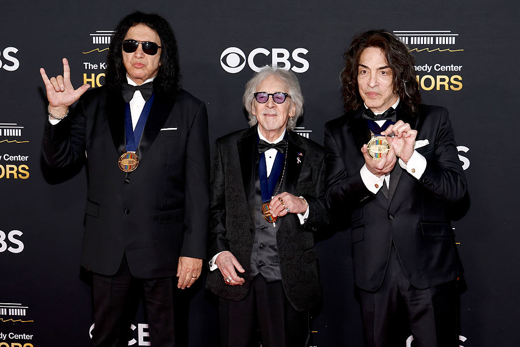 Gene Simmons, Peter Criss, and Paul Stanley of KISS attend the 48th Kennedy Center Honors at The Kennedy Center on December 07, 2025 in Washington, DC.