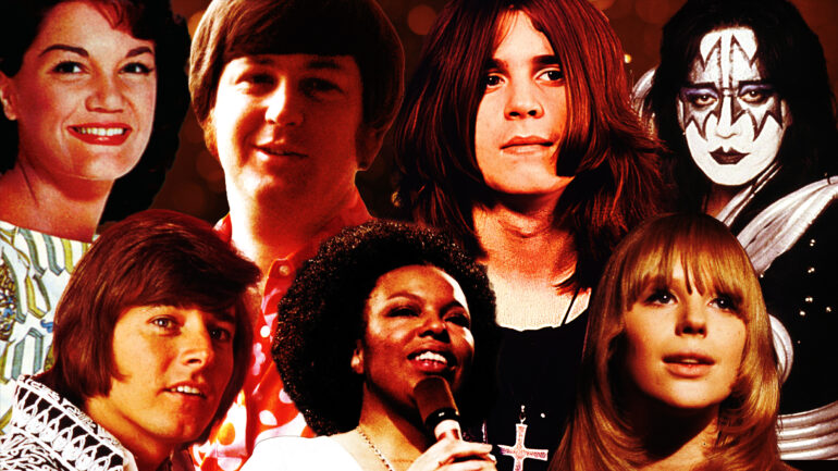 Musicians who died in 2025 collage with Ozzy Osbourne, Brian Wilson, Ace Frehley, Bobby Sherman, Roberta Flack