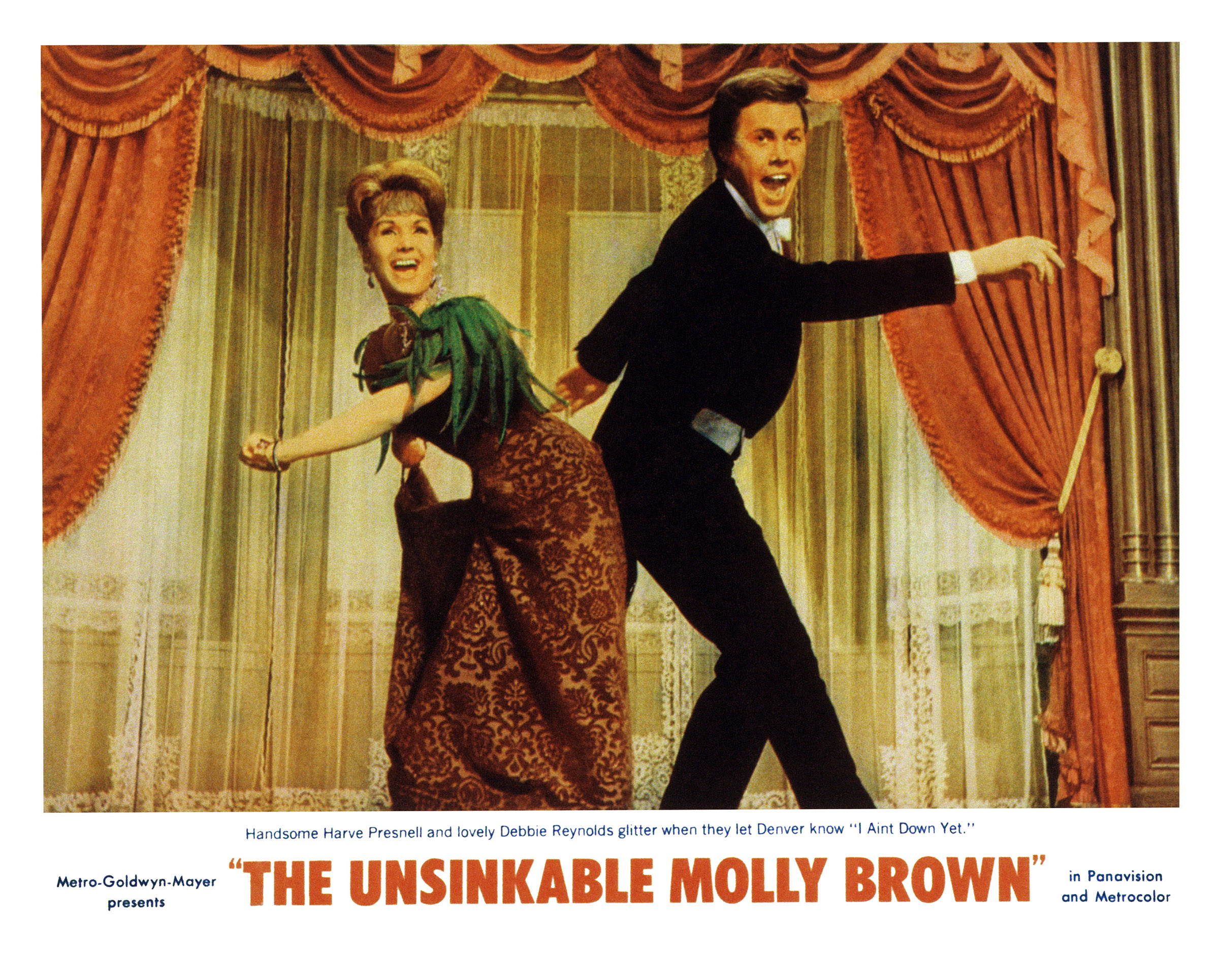 THE UNSINKABLE MOLLY BROWN, US lobbycard, from left: Debbie Reynolds, Harve Presnell, 1964