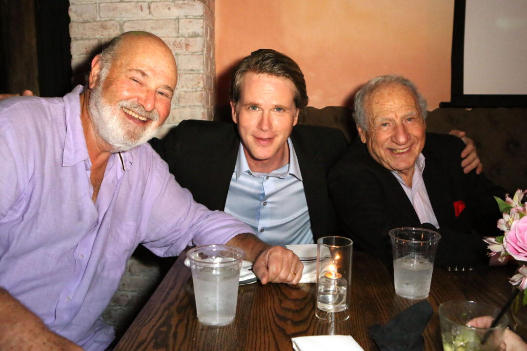 WEST HOLLYWOOD, CA - OCTOBER 06: (L-R) Director/Producer Rob Reiner, Actor Cary Elwes, and Director/Producer Mel Brooks attend 