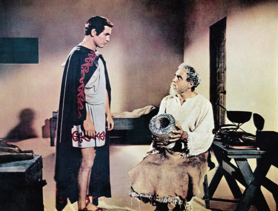 THE SILVER CHALICE, from left, Paul Newman, Lorne Greene, 1954