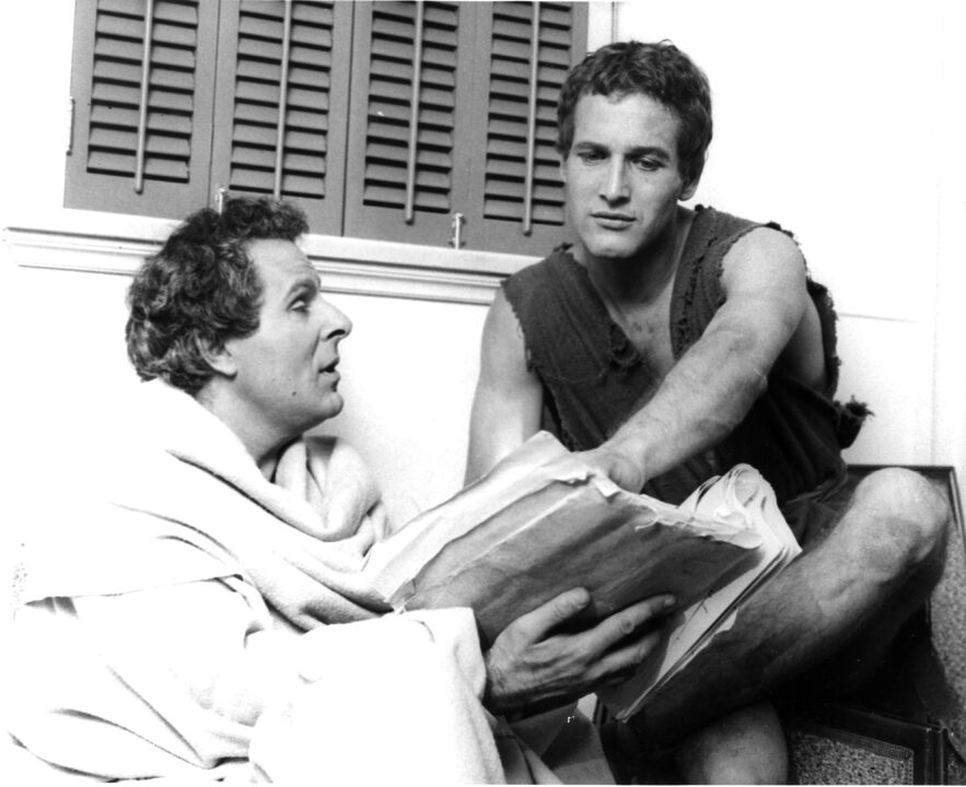 THE SILVER CHALICE, from left, Alexander Scourby, Paul Newman, on-set, 1954
