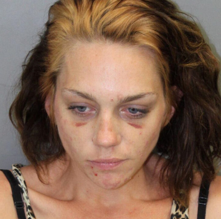 PALM SPRINGS, CA - JUNE 28: In this handout photo provided by the Palm Springs Police Department, model Renee Alway is seen in a police booking photo after her arrest on charges including burglary and fraud June 28, 2013 in Palm Springs, California. Alway, formerly a contestant of "Americas Next Top Model," is due in court in August to address the charges. (Photo by Palm Springs Police Department via Getty Images)