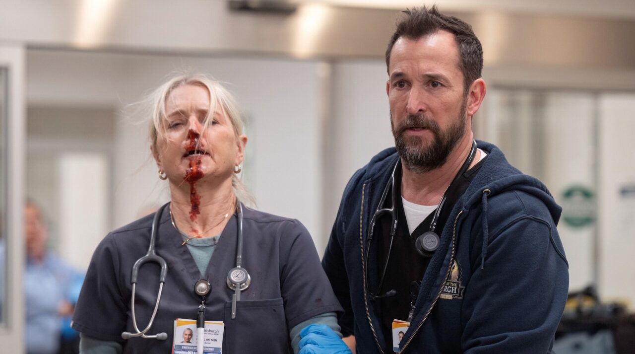 THE PITT, from left: Katherine LaNasa, Noah Wyle, '4:00 P.M.', (Season 1, ep. 110, aired March 6, 2025). photo: Warrick Page / ©HBO MAX/ Courtesy Everett Collection