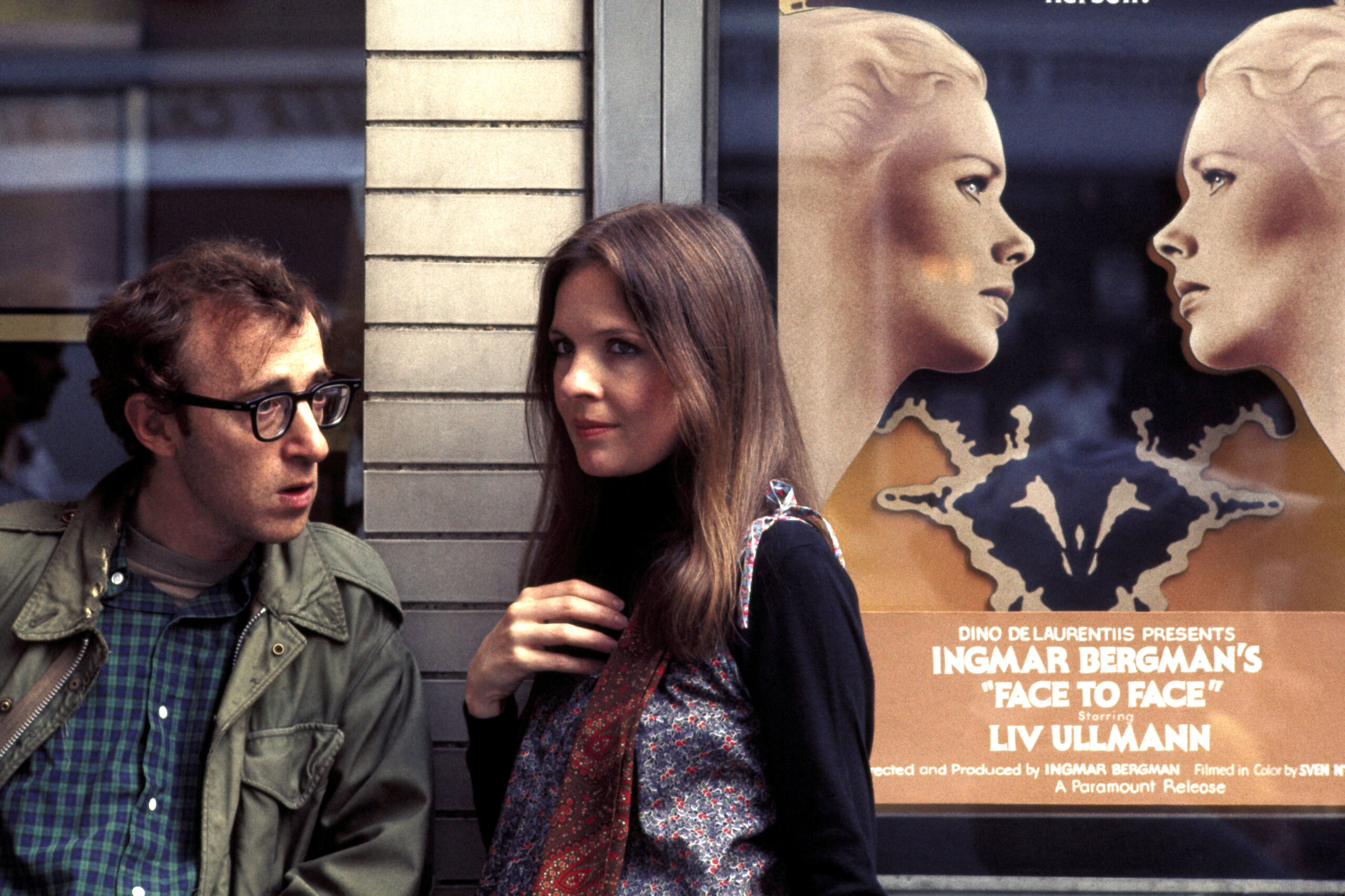 ANNIE HALL, Woody Allen, Diane Keaton, Liv Ullmann (on poster), 1977