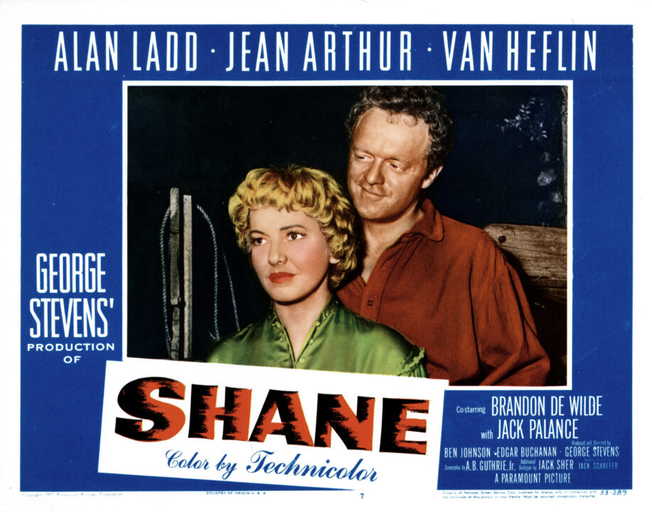 SHANE, from left, Jean Arthur, Van Heflin, 1953