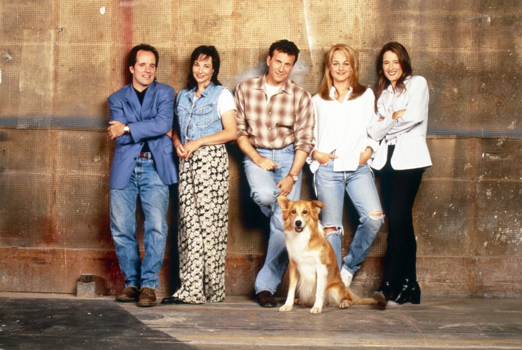 MAD ABOUT YOU, from left: John Pankow, Leila Kenzle, Paul Reiser, Helen Hunt, Anne Ramsay, 1992-2019