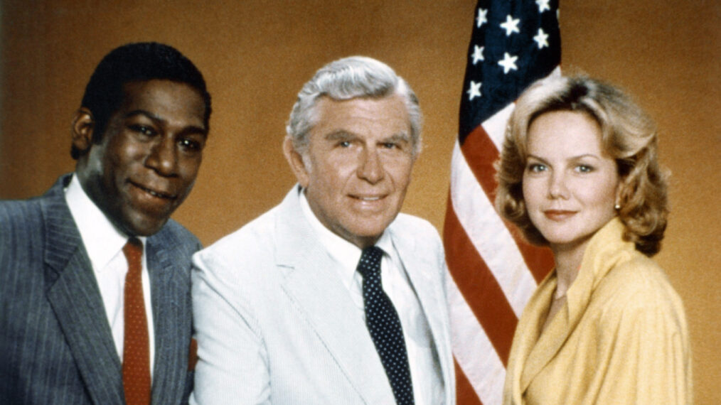 MATLOCK, (from left): Kene Holliday, Andy Griffith, Linda Purl, (1986), 1986-96