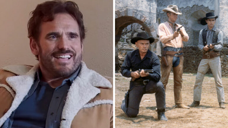 LAND OF DREAMS, Matt Dillon, 2021. © Vertical Entertainment /Courtesy Everett Collection; THE MAGNIFICENT SEVEN, Yul Brynner, Steve McQueen, Horst Buchholtz, Charles Bronson, Robert Vaughn, Brad Dexter, James Coburn, 1960