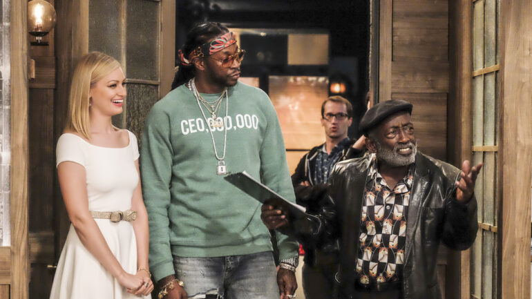 2 BROKE GIRLS (aka TWO BROKE GIRLS), from left: Beth Behrs, 2 Chainz, Garrett Morris, 'And The Two Openings: Parts One & Two', (Season 6, ep. 601 & 602, aired Oct. 10, 2016).