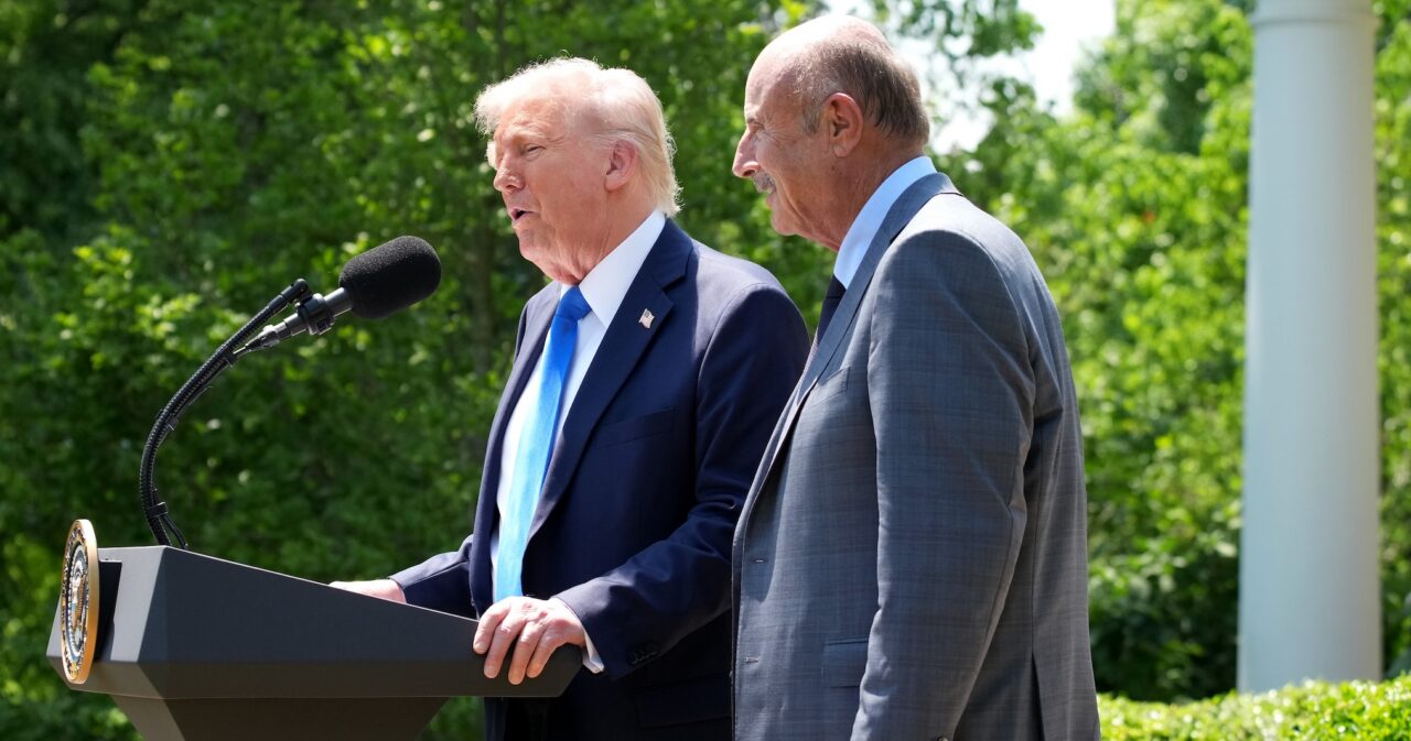 WASHINGTON, DC - MAY 01: U.S. President Donald Trump (L) speaks alongside Dr. Phil McGraw during a National Day of Prayer event in the Rose Garden at the White House on May 1, 2025 in Washington, DC. The National Day of Prayer is a congressionally recognized observance that calls on people of all faiths to participate in a day of prayer and reflection. (Photo by Andrew Harnik/Getty Images)