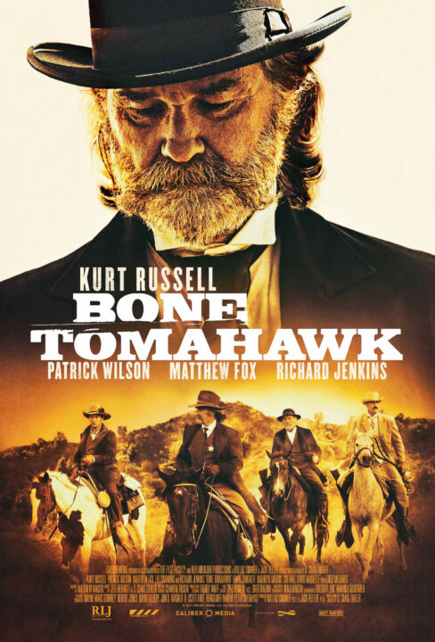 BONE TOMAHAWK, poster art, top: Kurt Russell, bottom l-r: Patrick Wilson, Kurt Russell, Richard Jenkins, Matthew Fox, 2015