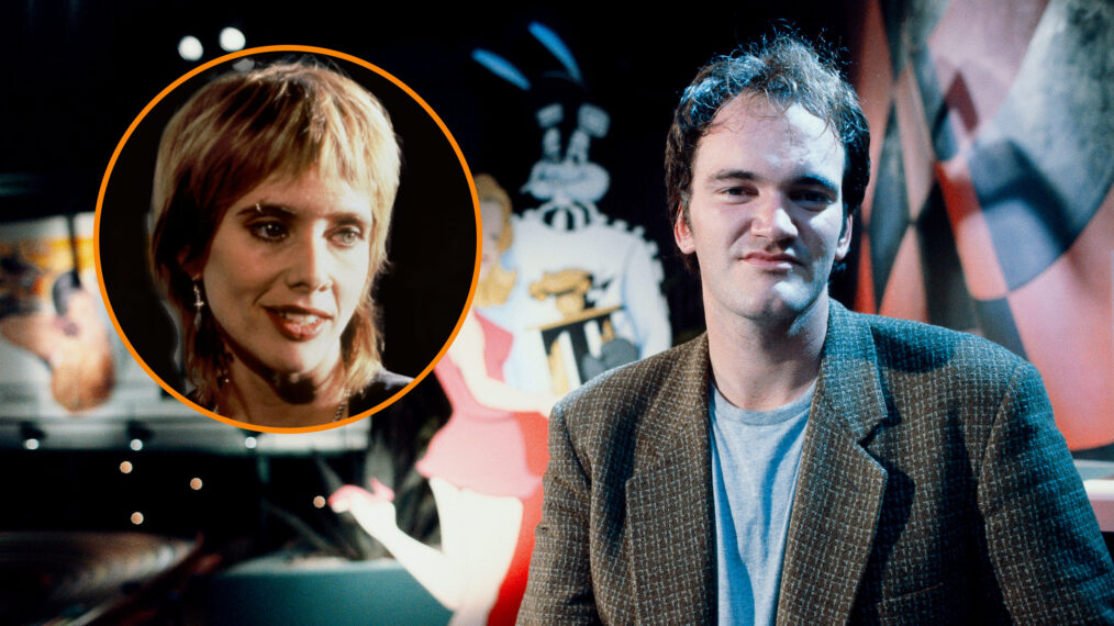 Quentin Tarantino and Rosanna Arquette split image