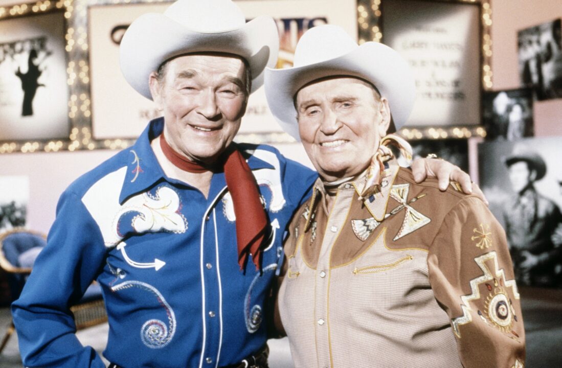 From left: Roy Rogers, Gene Autry, 1987. 